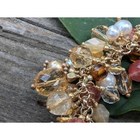 Vintage 22K Gold Vermeil Gemstone & Pearl Bracelet - Peach Chalcedony, Citrine - Picture 8 of 10